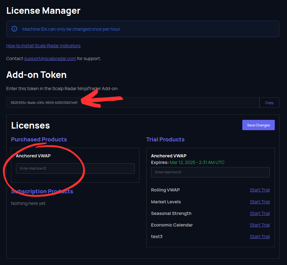 License Manager on Website